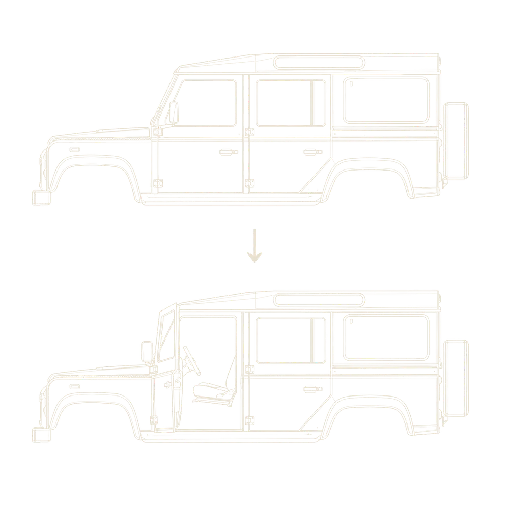 Front doors closed then open on the same Defender