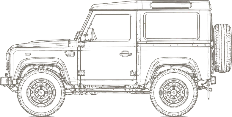 Defender 90 technical side elevation